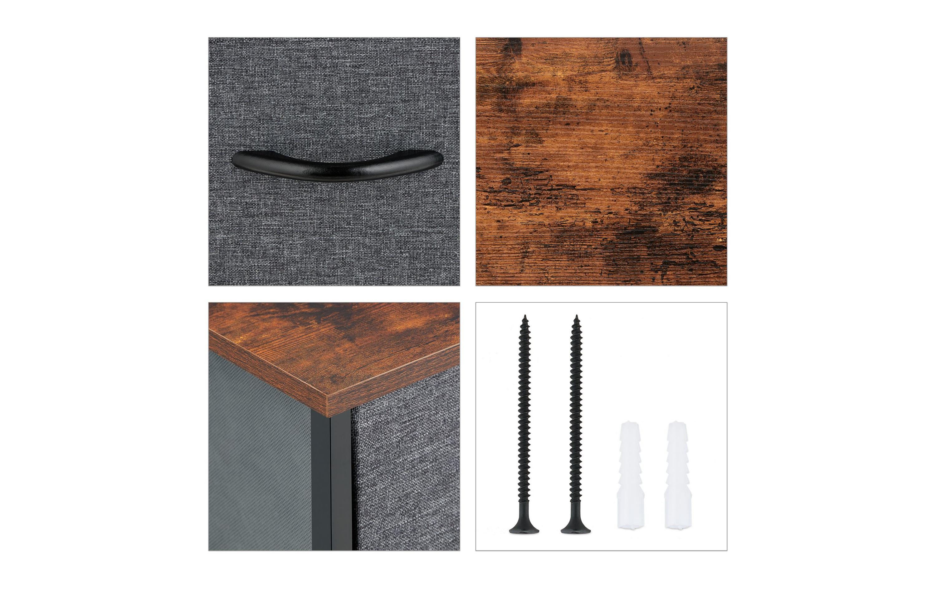 relaxdays Kommode mit 8 Schubladen 81,5 x 80 cm, Dunkelgrau/Schwarz