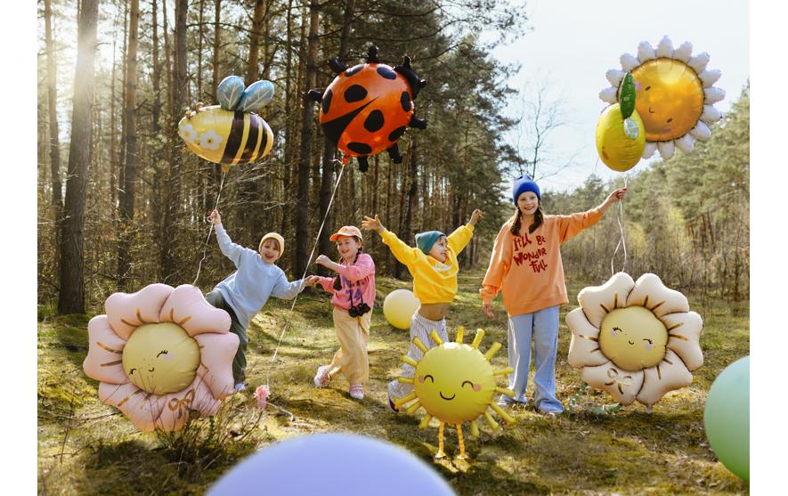 Partydeco Folienballon Blume, Rosa, 80 x 80 cm, 1 Stück