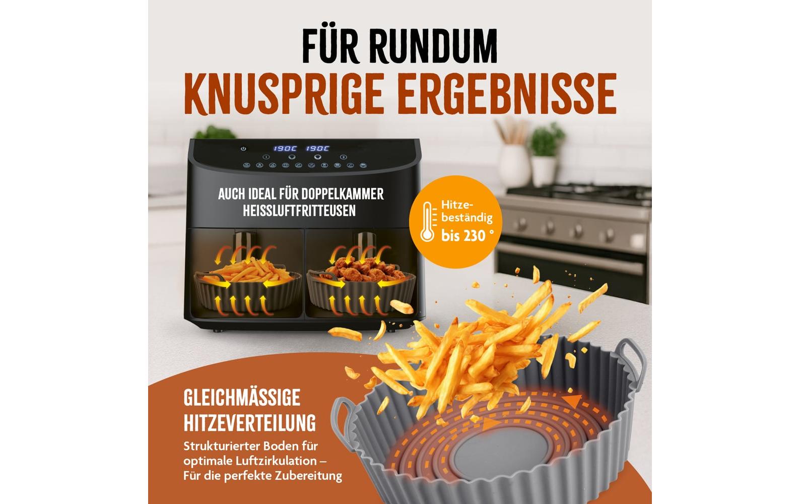 KitchBo Silikonform, 20 x 20 x 6.3 cm, Schwarz / Grau