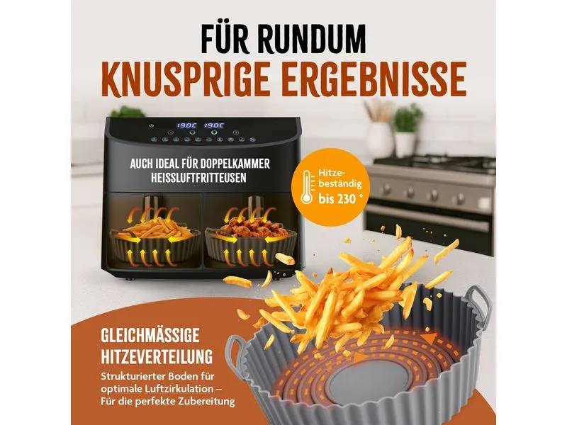 KitchBo Silikonform, 20 x 20 x 6.3 cm, Schwarz / Grau