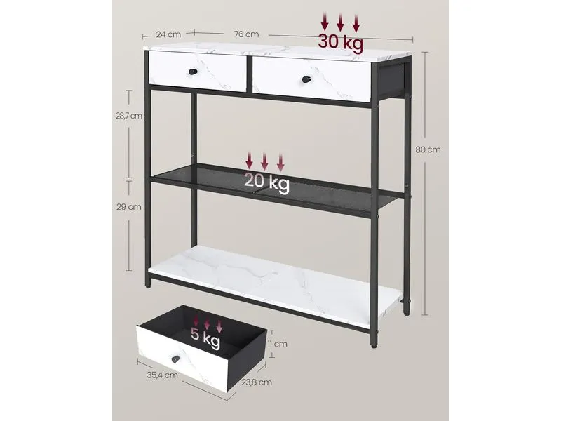 VASAGLE Konsolentisch 24 x 79.9 cm, Weiss/Schwarz VASAGLE Konsolentisch 24 x 79.9 cm, Weiss/Schwarz