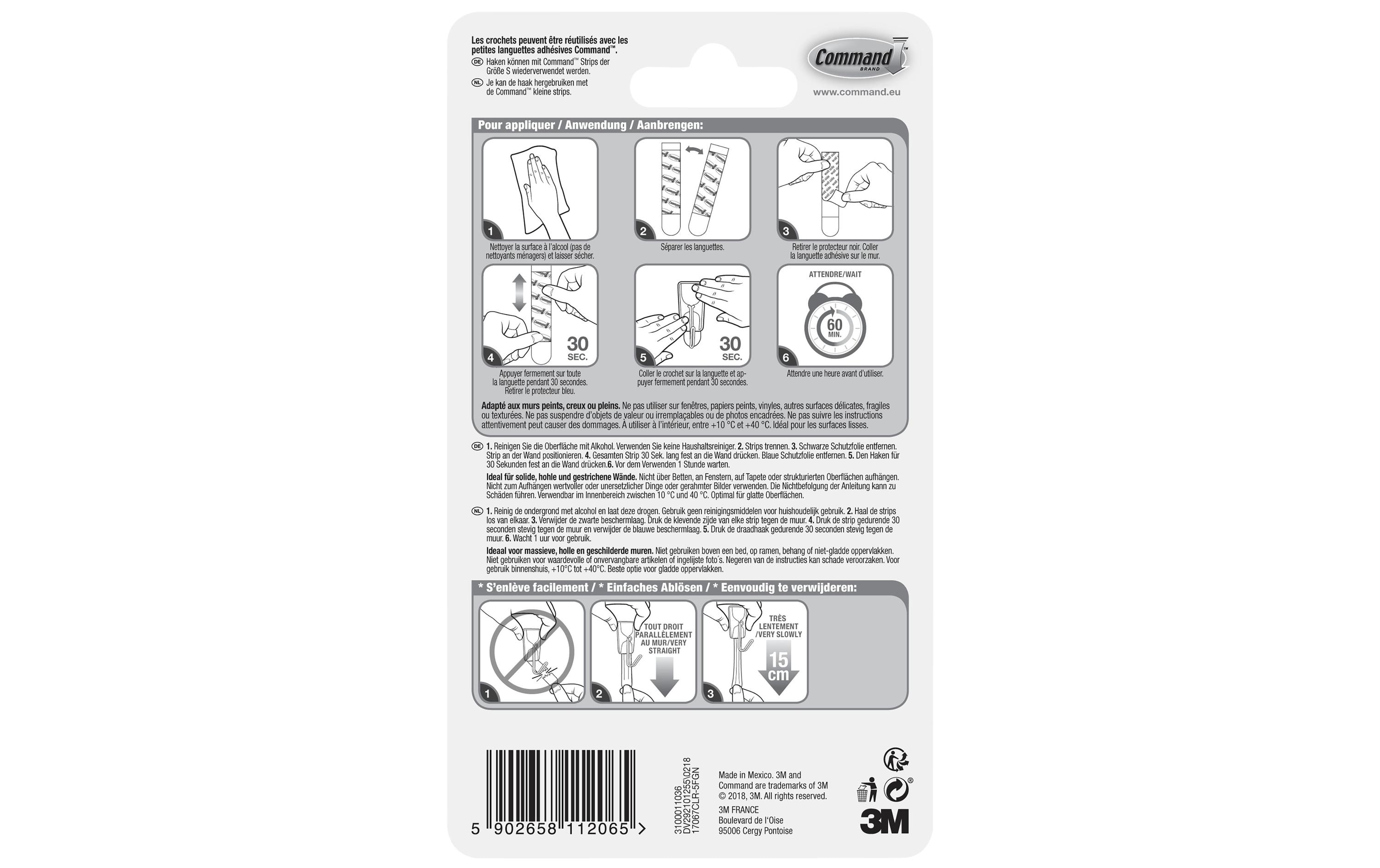 Command Klebehaken 0.225 kg, Transparent, 5 Stück
