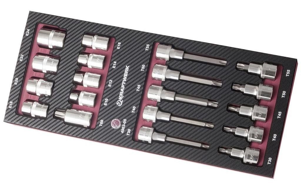 Kraftwerk Steckschlüssel-Set Bit 1/2 TX, 19-teilig Kraftwerk Steckschlüssel-Set Bit 1/2 TX, 19-teilig