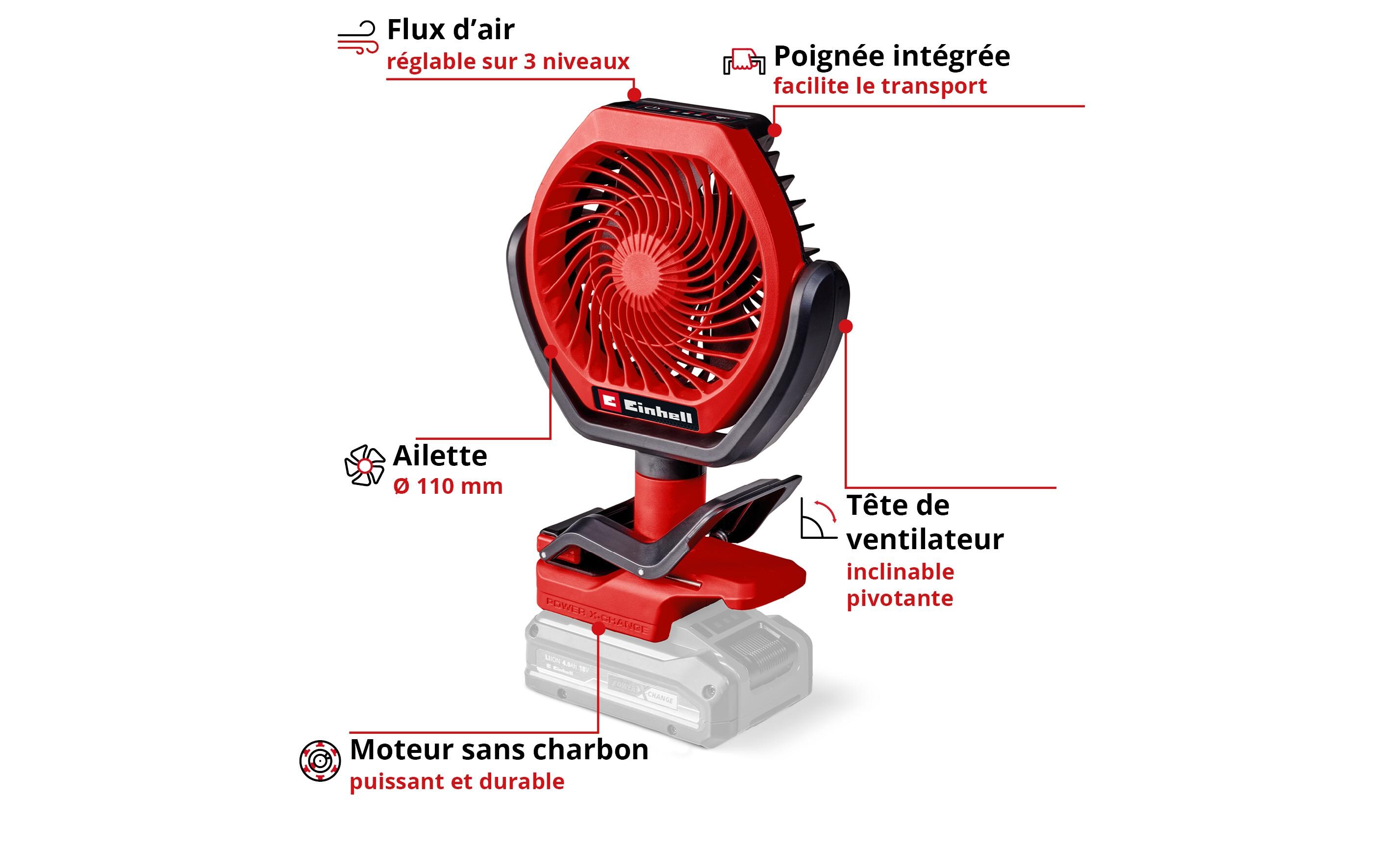 Einhell Tischventilator GC-CF 18/110 Li-Solo