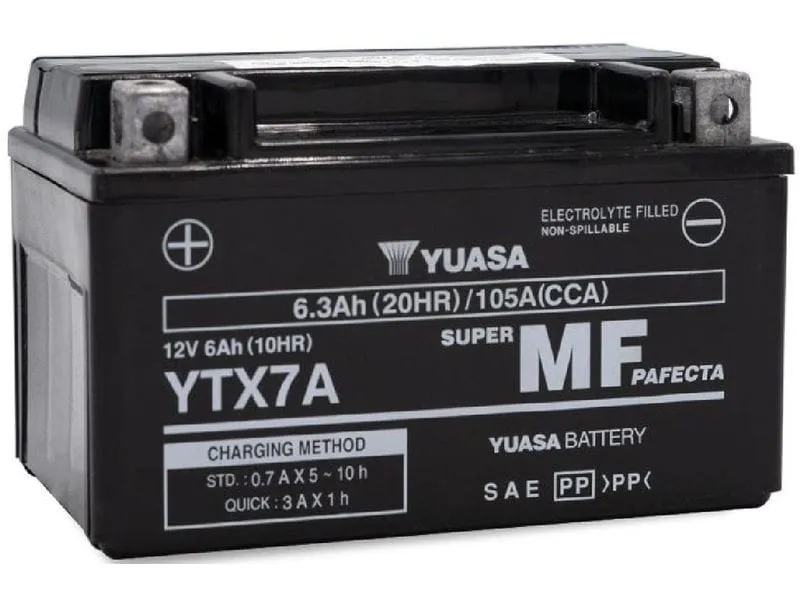 YUASA Motorradbatterie AGM 12V/6.3Ah/100A