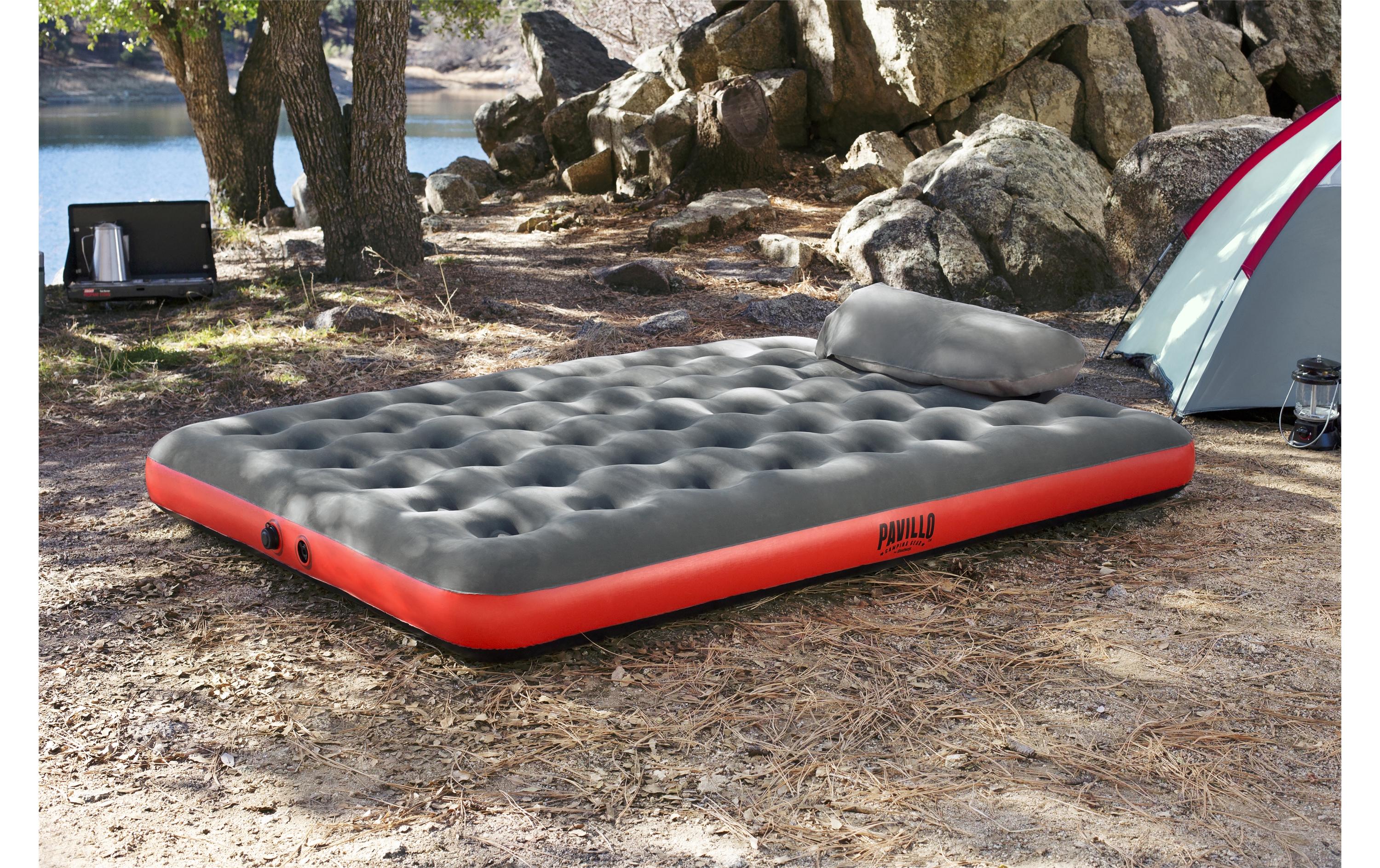 Bestway Luftbett Roll und Relax Queen Grau/Rot, 203 x 152