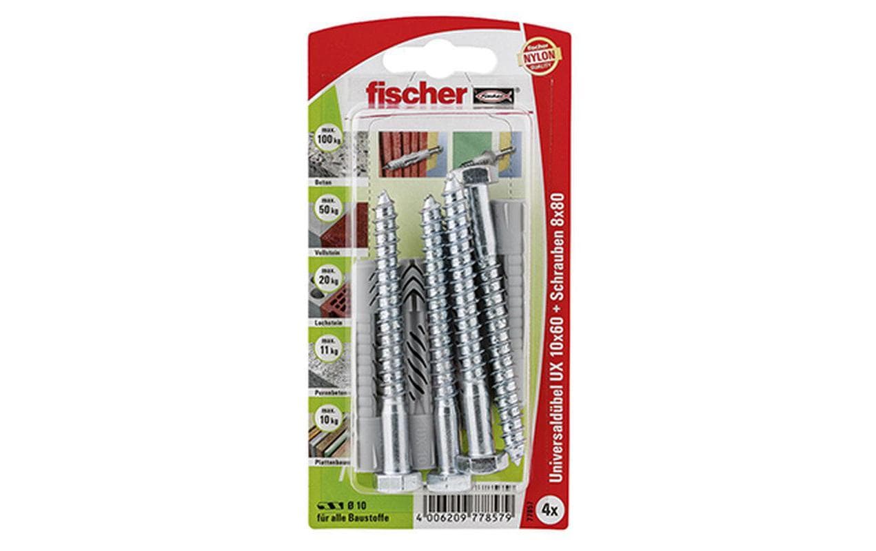 Fischer Universaldübel UX 10 x 60 S, 4 Stück Fischer Universaldübel UX 10 x 60 S, 4 Stück