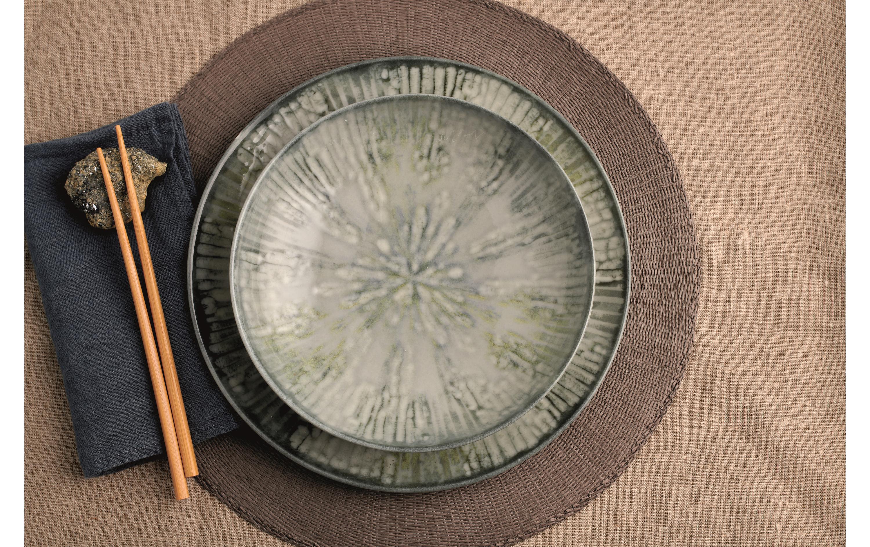 Arthur Krupp Speiseteller Fusion Grey Ø 28 cm, 4 Stück, Grau/Grün