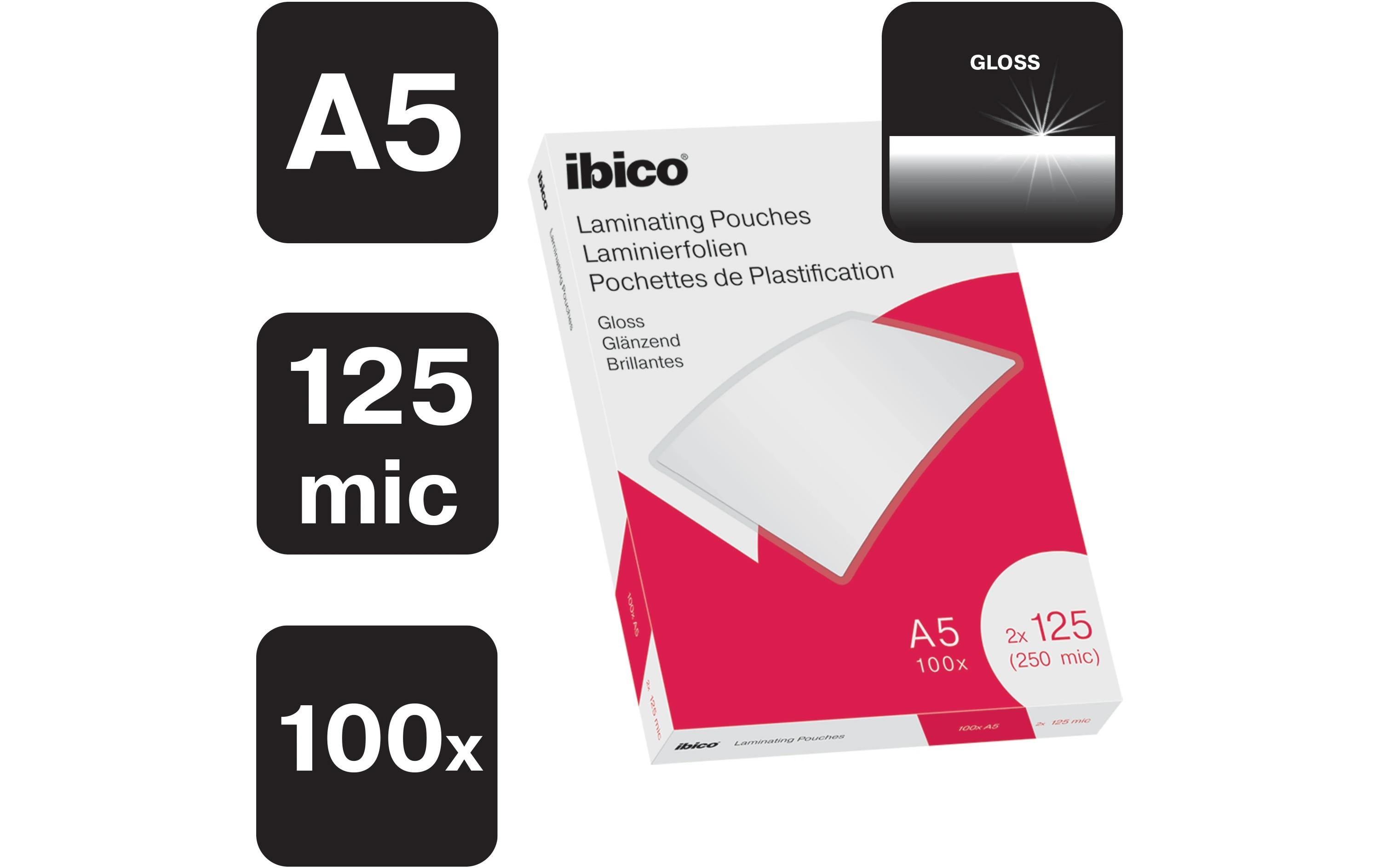 Ibico Laminierfolie Premium A5 125 µm, glänzend, 4 x 100 Stück