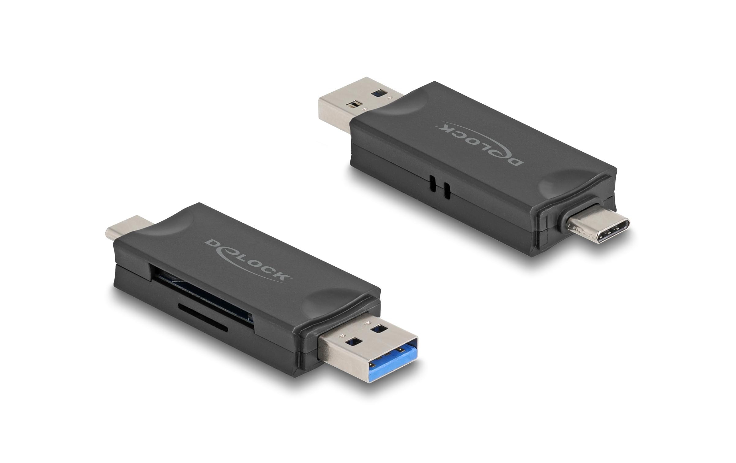 Delock Card Reader Extern USB-C / A für SD und Micro SD