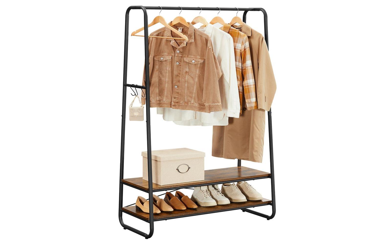 VASAGLE Garderobe Vintage 160 cm, Braun/Schwarz