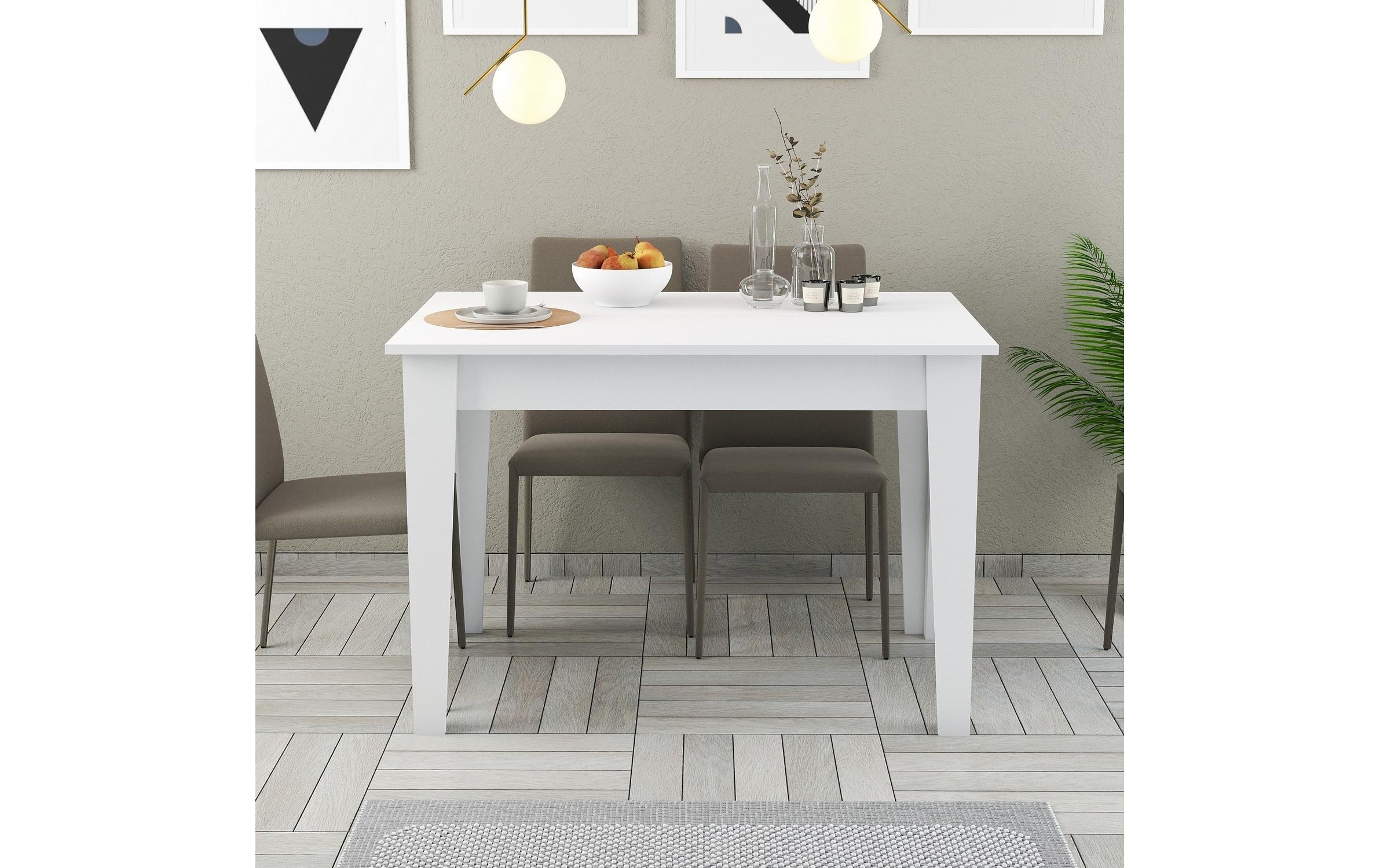 Woody Fashion Tisch Kiew Weiss, 110 x 75 x 72 cm