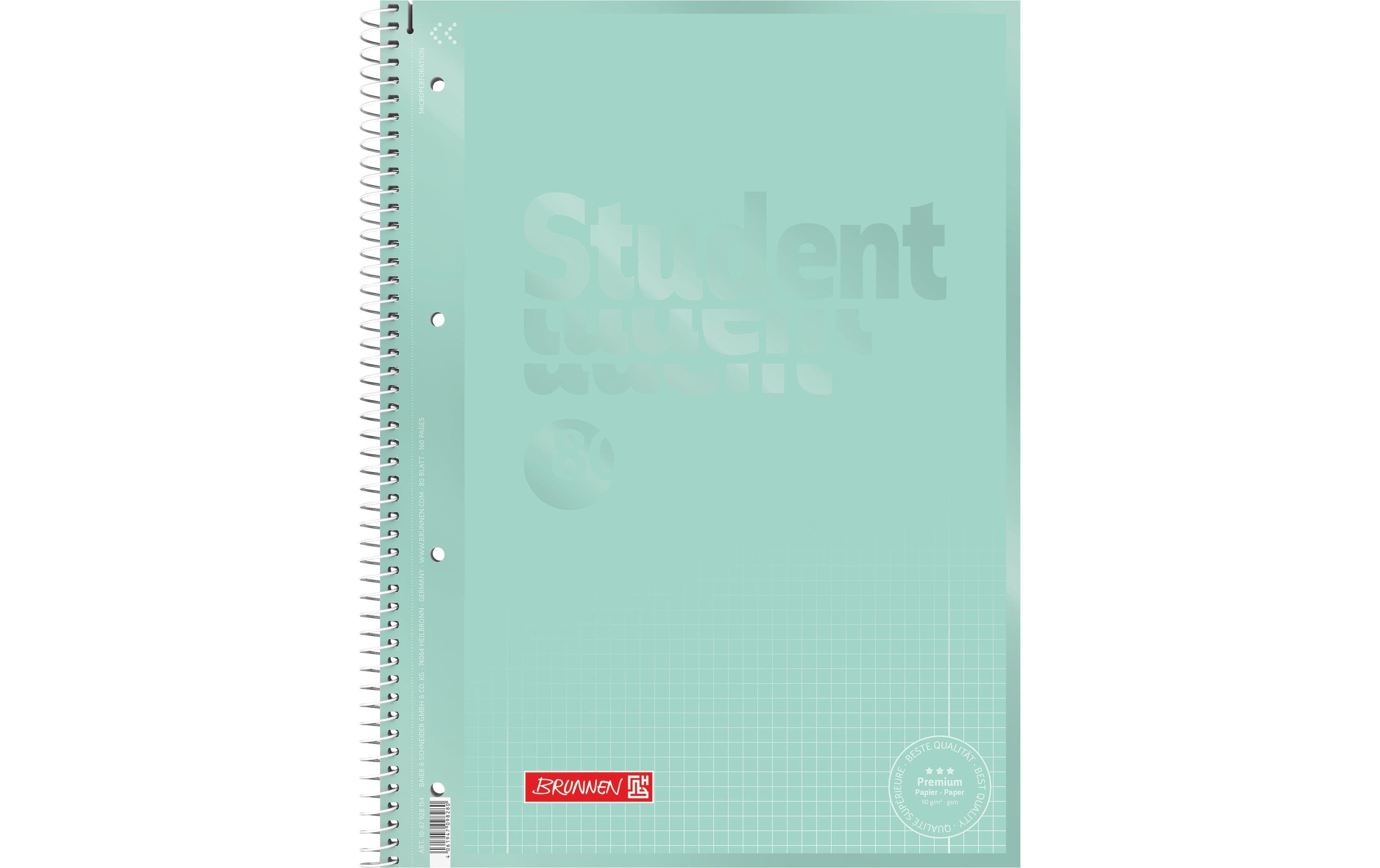 Brunnen Notizheft Premium Colour Code A4, kariert, 80 Blatt, Mint