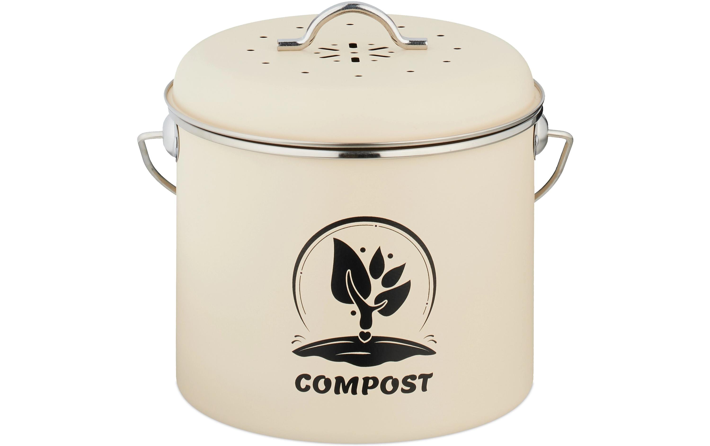 relaxdays Komposteimer 3.5 l, Crème/Silber