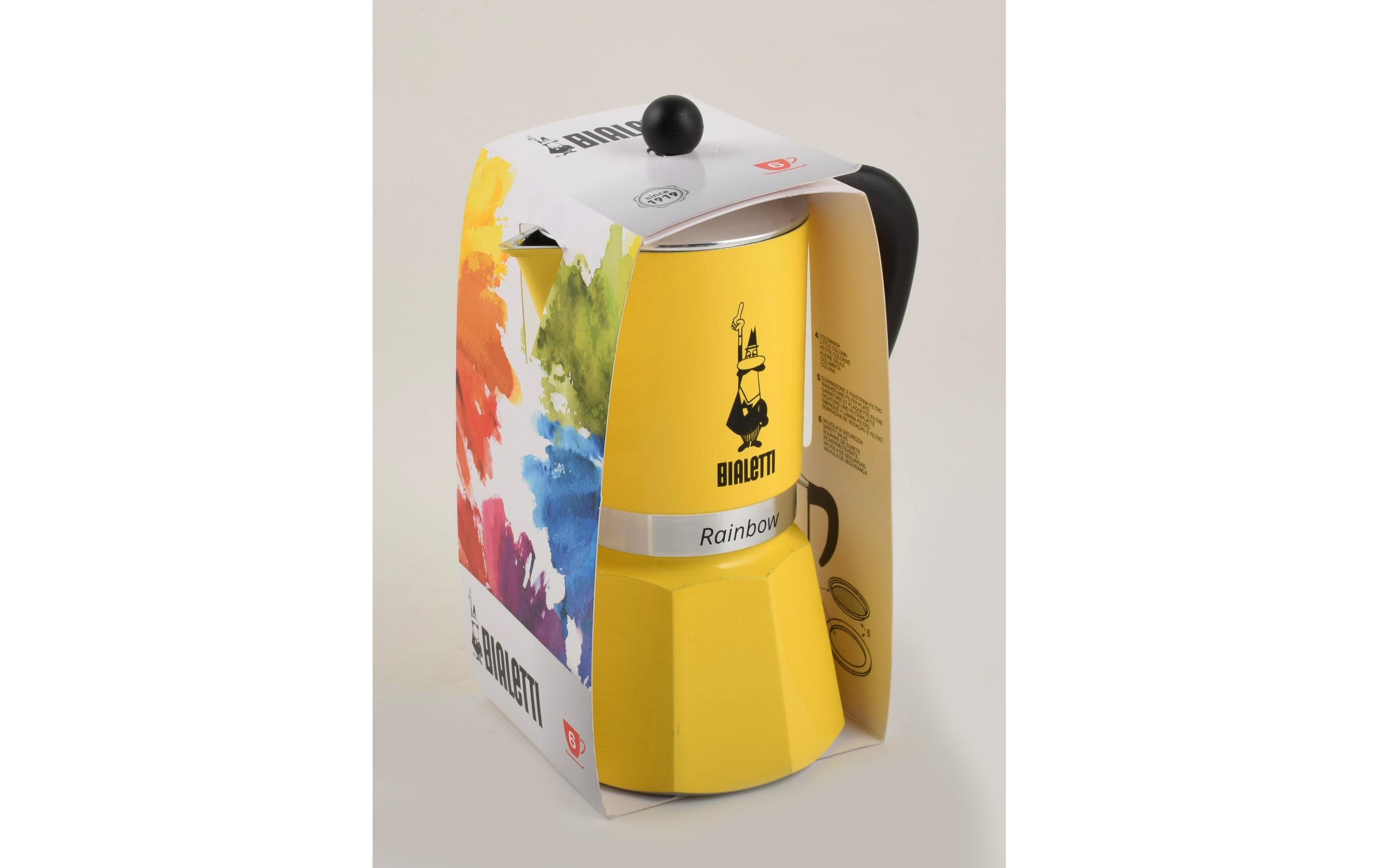 Bialetti Espressokocher Rainbow 3 Tassen, Gelb