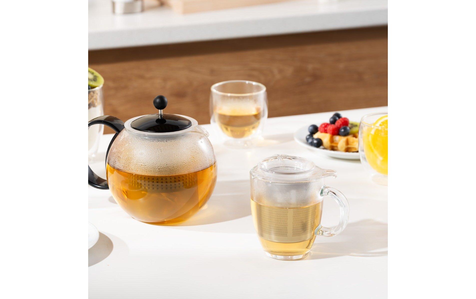 Bodum Glastasse mit Edelstahlfilter Yo-Yo Set Verchromt, 0.35 l
