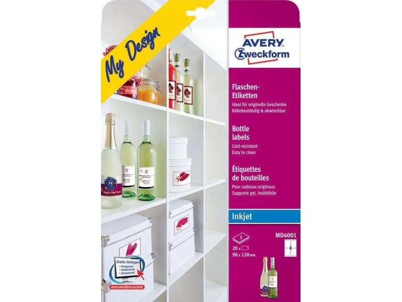 Avery Zweckform Flaschen-Etiketten MD4001 90 x 120 mm Avery Zweckform Flaschen-Etiketten MD4001 90 x 120 mm