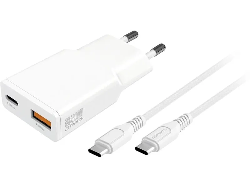 4smarts Netzladegerät PDPlug Slim Duos GaN 1C+1A , weiss 4smarts Netzladegerät PDPlug Slim Duos GaN 1C+1A , weiss