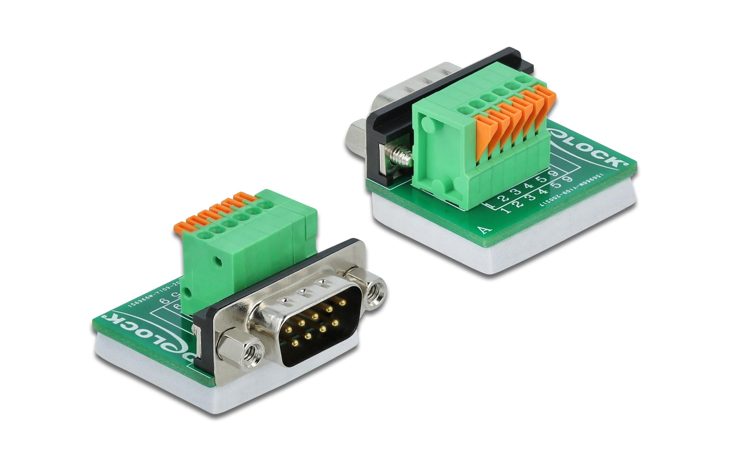 Delock Adapter Terminalblock RS232 DB9 Stecker vertikal 0 m