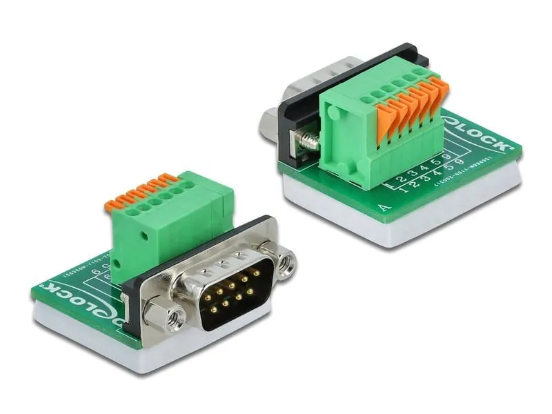 Delock Adapter Terminalblock RS232 DB9 Stecker vertikal 0 m Delock Adapter Terminalblock RS232 DB9 Stecker vertikal 0 m