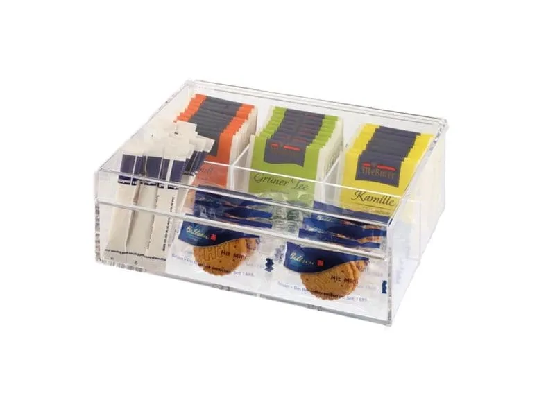 APS Teebox / Multibox, ca. 22 x 17 cm, H8.5 cm Weiss/Transparent