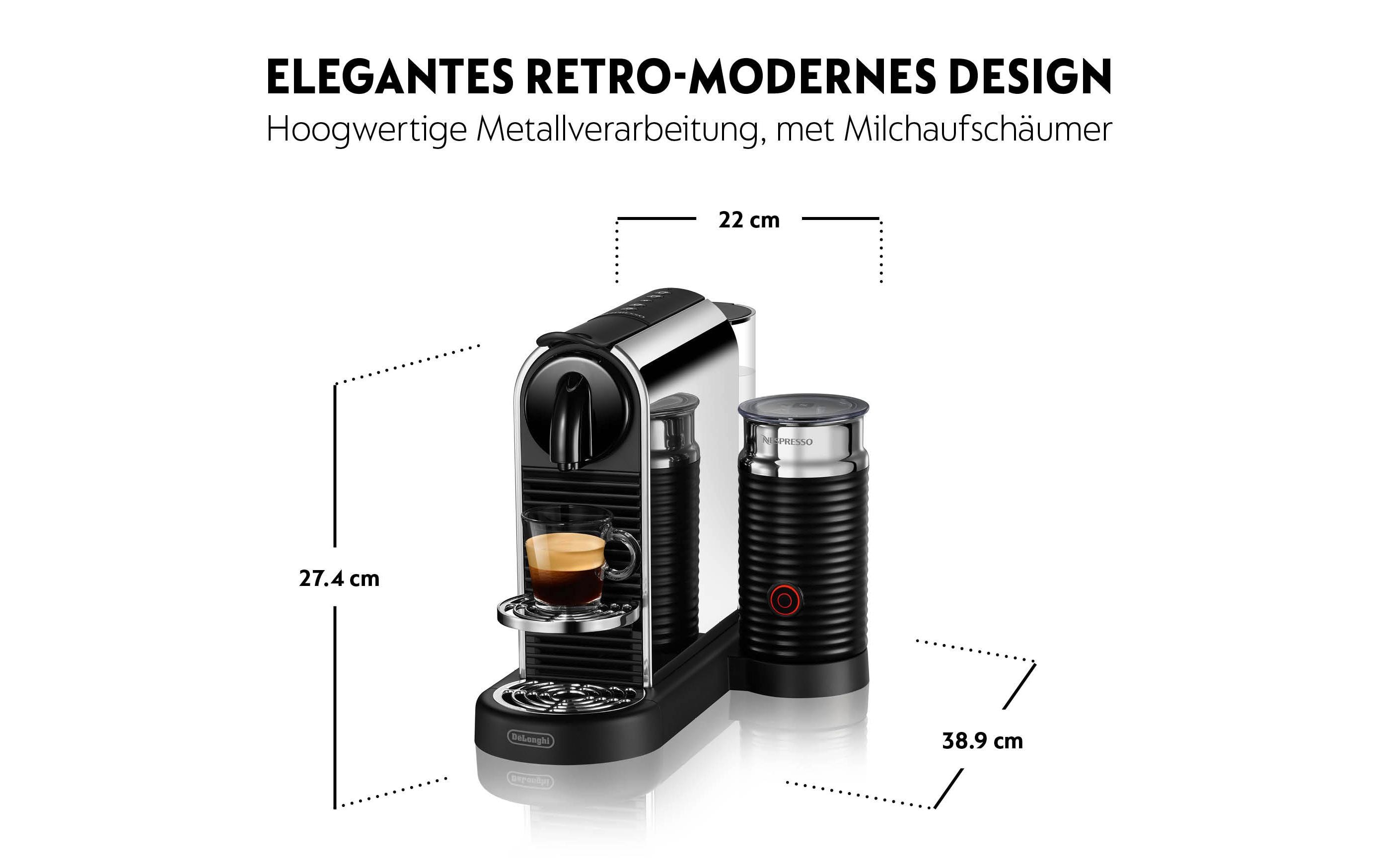 De'Longhi Kaffeemaschine Nespresso CitiZ Platinum&Milk EN330.M Silber