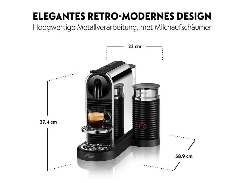 De'Longhi Kaffeemaschine Nespresso CitiZ Platinum&Milk EN330.M Silber