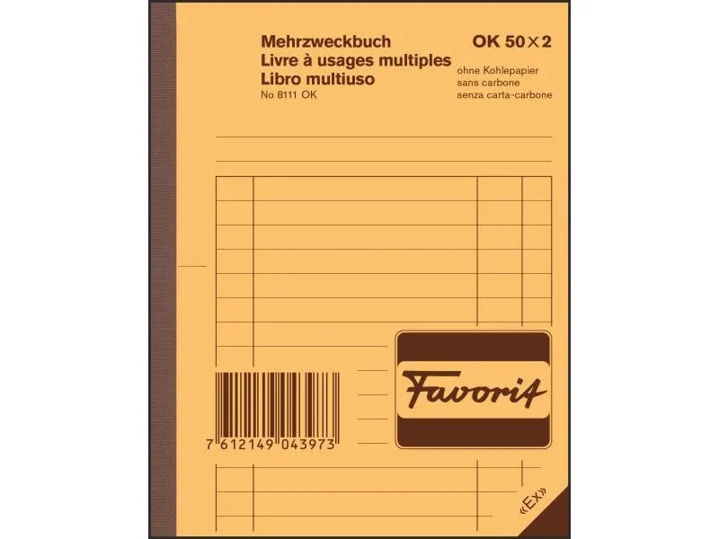 Favorit Durchschreibeblock 113 x 144 mm Mehrzweckbuch, Blau/Weiss Favorit Durchschreibeblock 113 x 144 mm Mehrzweckbuch, Blau/Weiss