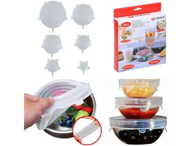 ALPINA Flexibles Deckel-Set 6 Stück, Transparent ALPINA Flexibles Deckel-Set 6 Stück, Transparent