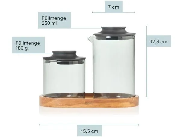 AdHoc Milch- und Zuckerset Impact, Edelstahl, Grau, 3-teilig