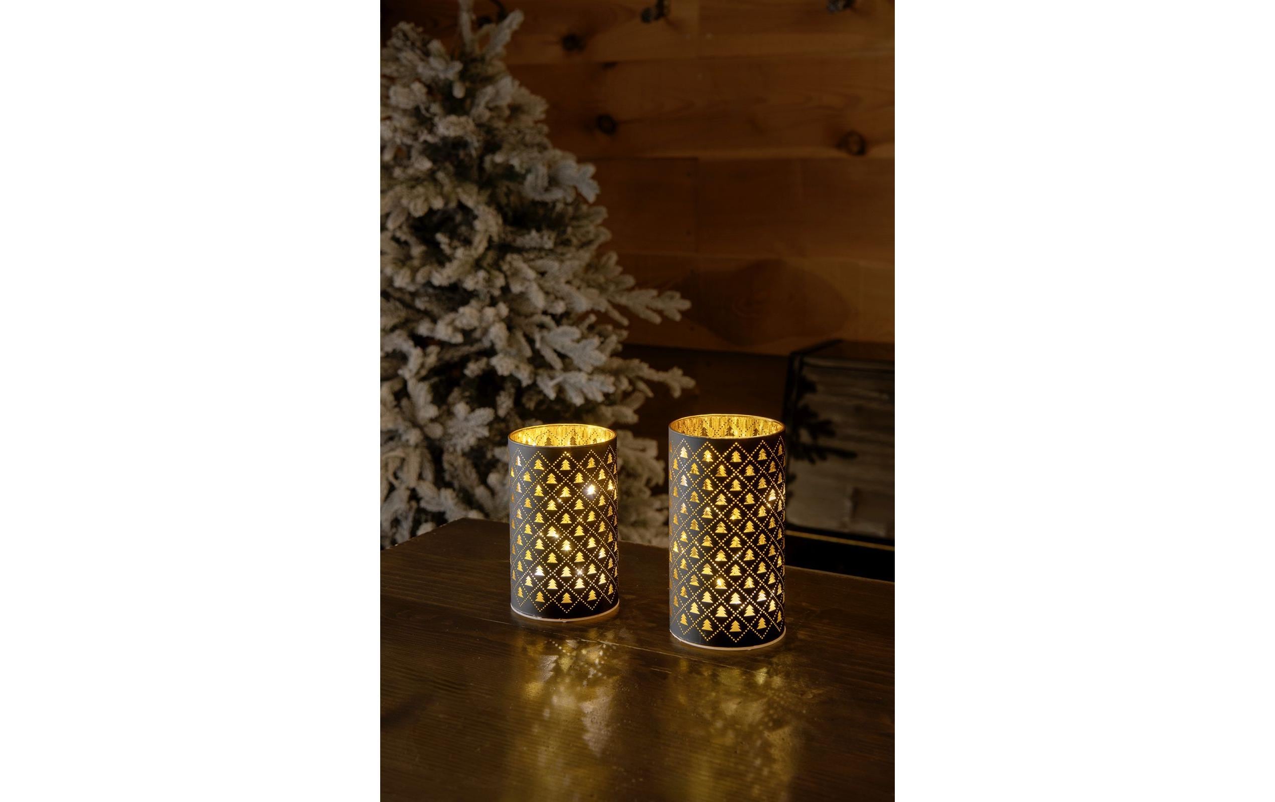 STT Windlicht Glas Tree 14 cm, Schwarz