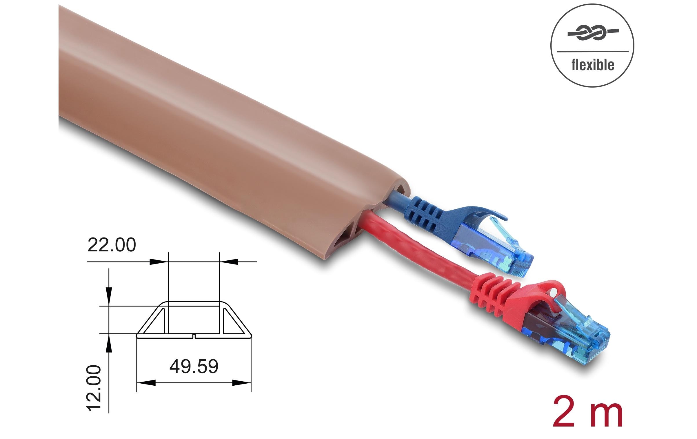 Delock Kabelkanal PVC flexibel 2 m x 50 mm Braun