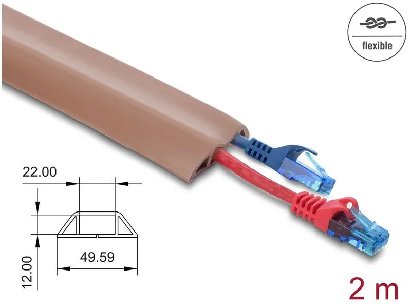 Delock Kabelkanal PVC flexibel 2 m x 50 mm Braun