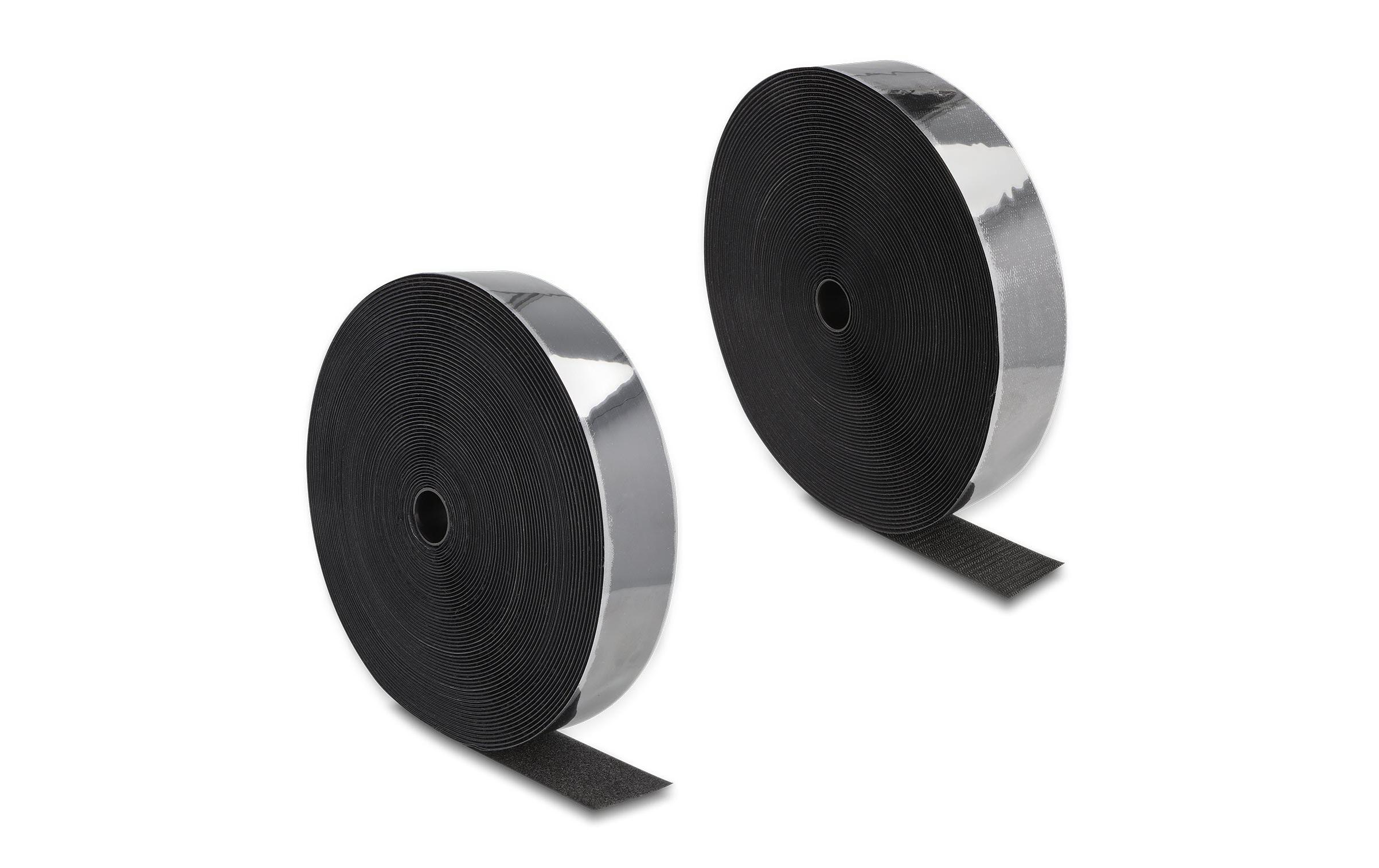 Delock Klettband 25m x 50mm Strapazierfähig Schwarz