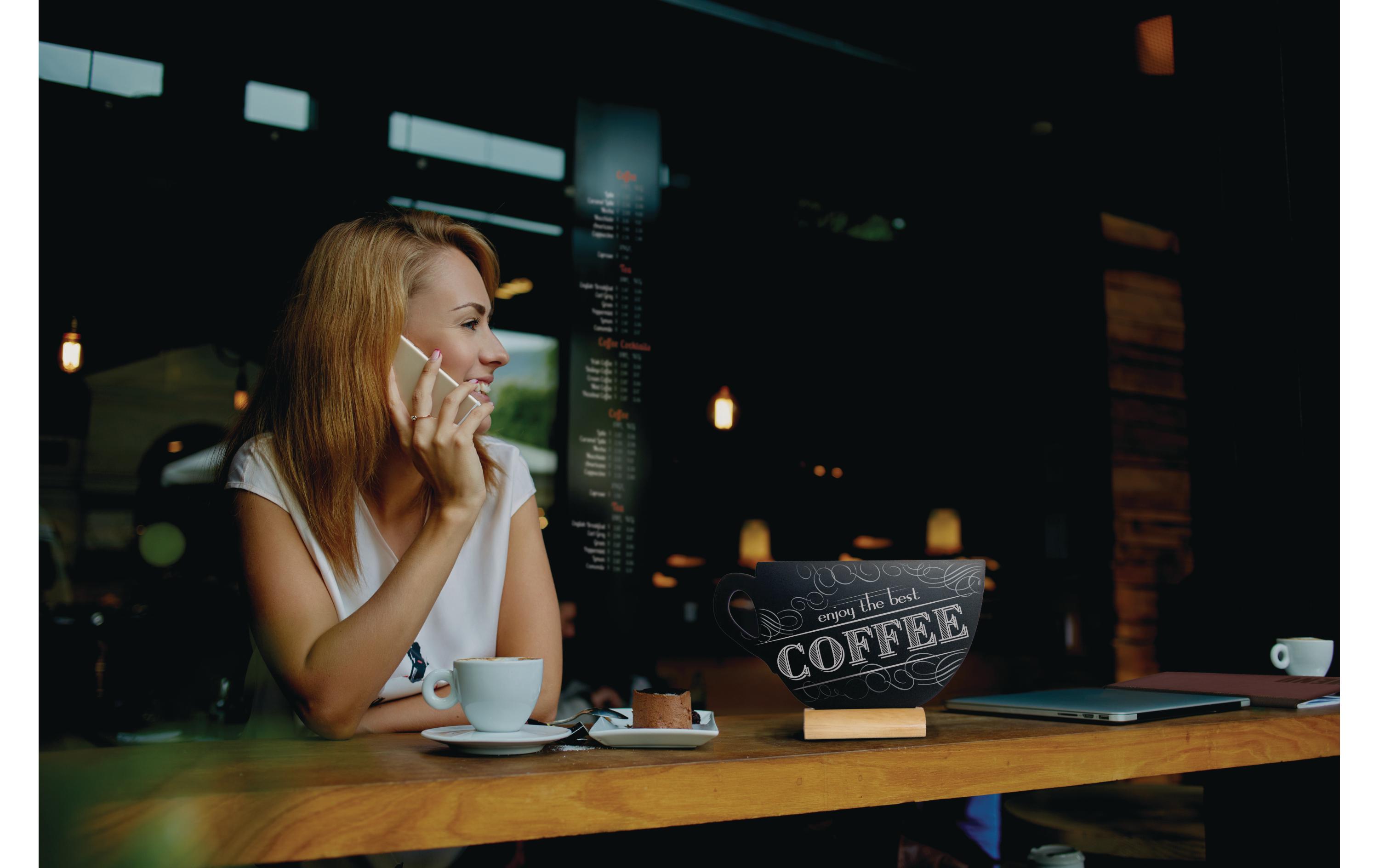 Securit Tischkreidetafel Silhouette Cup Hellbraun/Schwarz