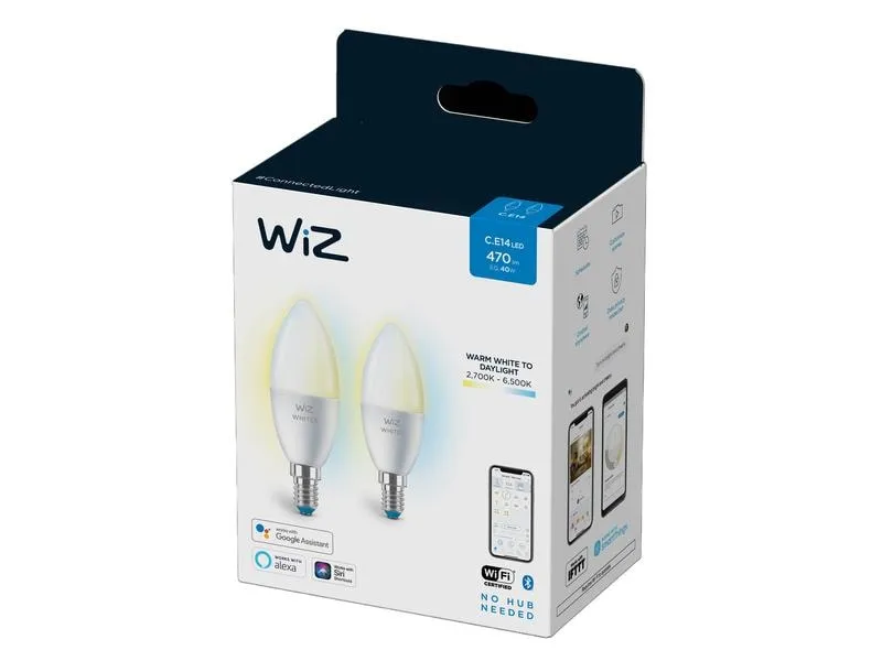 WiZ Leuchtmittel 4.9W (40W) E14 C37 Tunable White Doppelpack WiZ Leuchtmittel 4.9W (40W) E14 C37 Tunable White Doppelpack