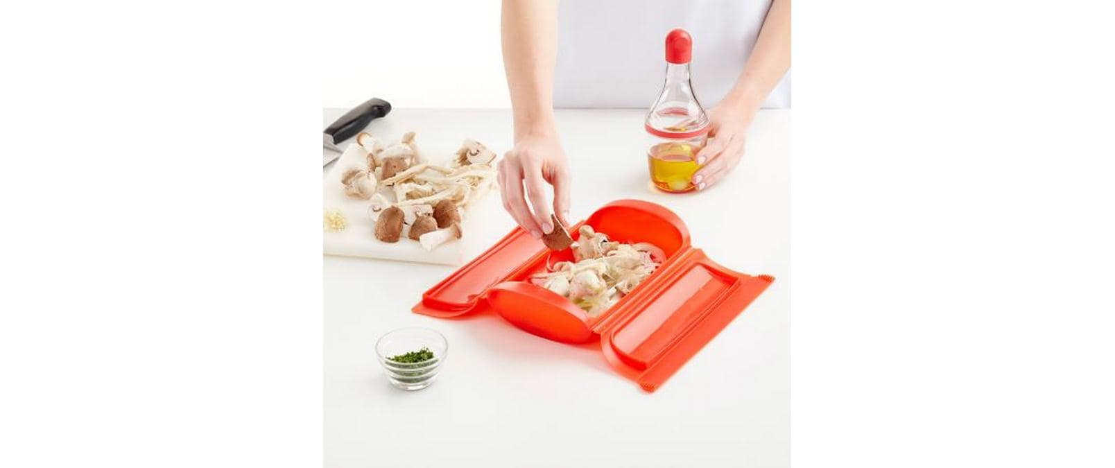 Lékué Mikrowellen-Dampfgarer Rot