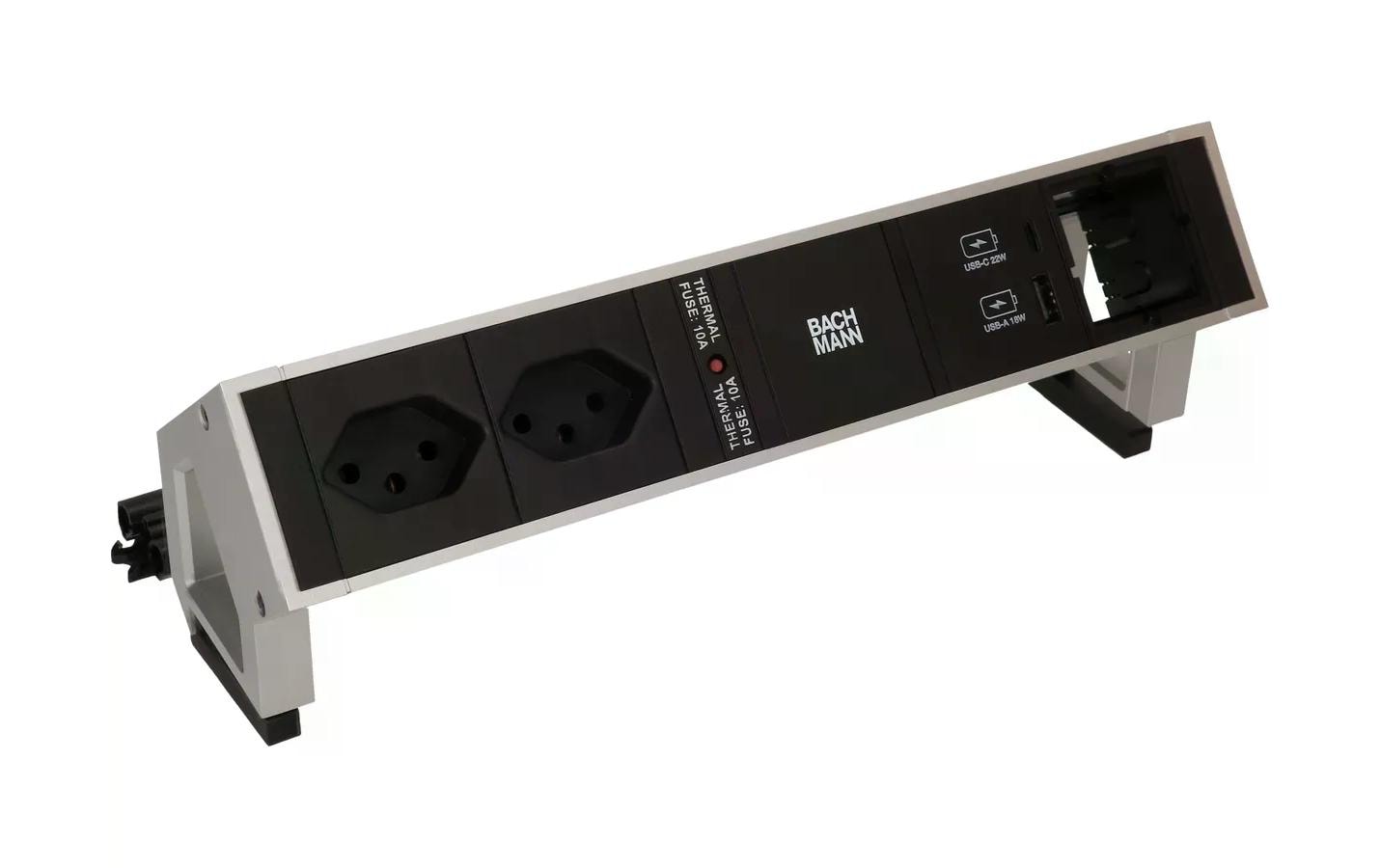 Bachmann Tischsteckdosenleiste DESK 2, 2x T13, 1x USB A/C, 1x Leer