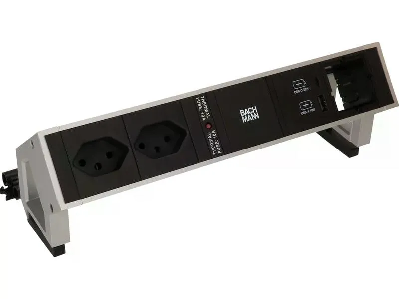 Bachmann Tischsteckdosenleiste DESK 2, 2x T13, 1x USB A/C, 1x Leer
