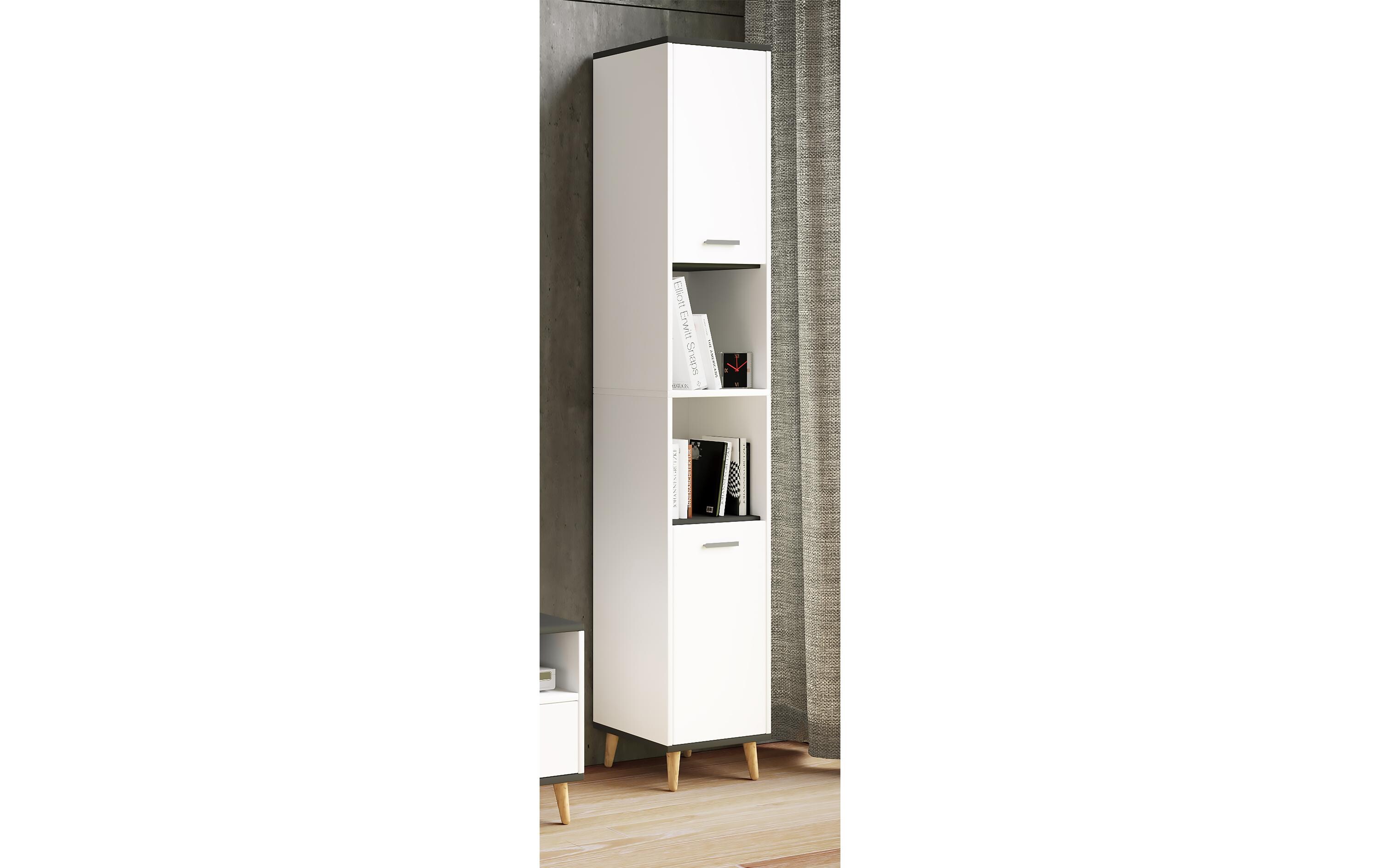 VCM Badezimmerregal Landos 32 x 184 cm, Weiss/Anthrazit