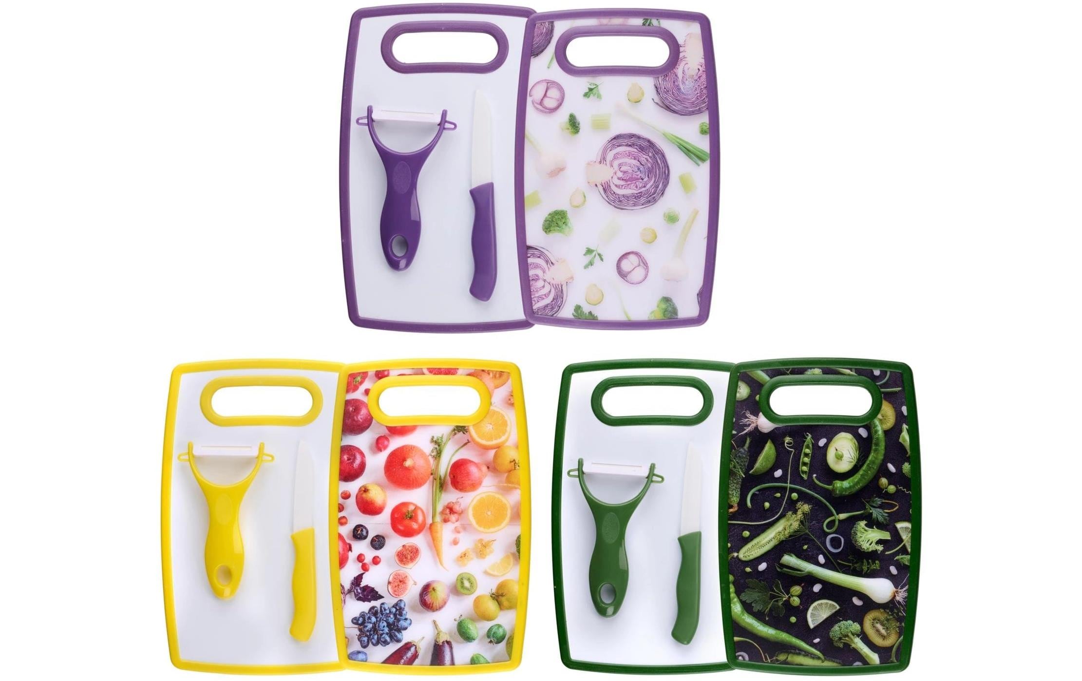 ALPINA Schneidebrett und Sparschäler mit Messer assortiert