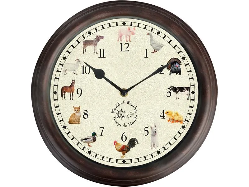 Esschert Design Gartenuhr mit Bauernhoftiergeräuschen ø 30 cm, Mehrfarbig Esschert Design Gartenuhr mit Bauernhoftiergeräuschen ø 30 cm, Mehrfarbig