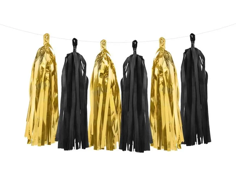Partydeco Girlande Quasten 1.5 m, Gold/Schwarz Partydeco Girlande Quasten 1.5 m, Gold/Schwarz