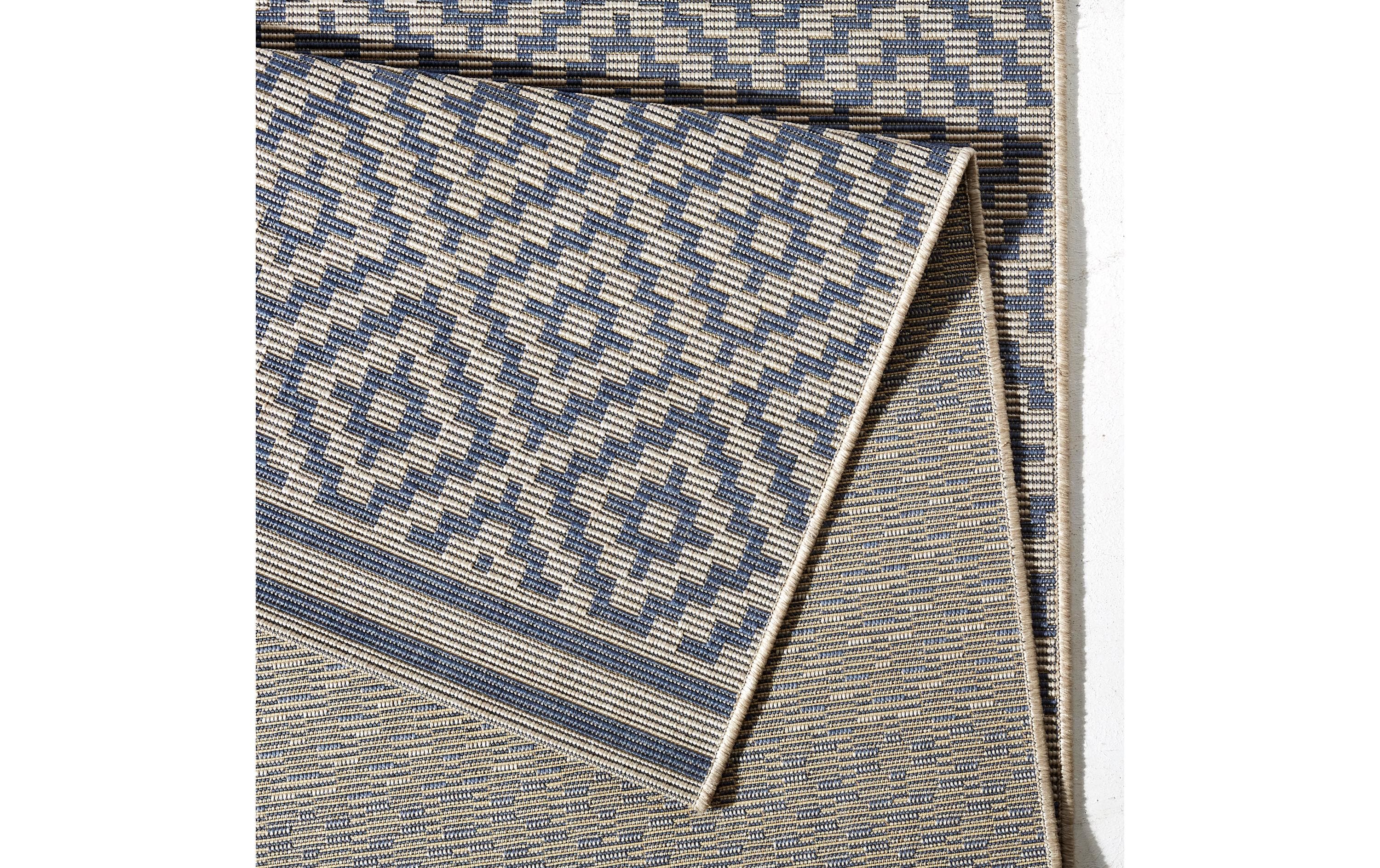 Hanse Home Raute In- & Outdoor Teppich 80 x 200 cm, Blau/Crème