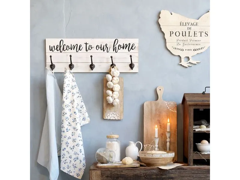 Chic Antique Wandhaken welcome to our home, Crème Chic Antique Wandhaken welcome to our home, Crème
