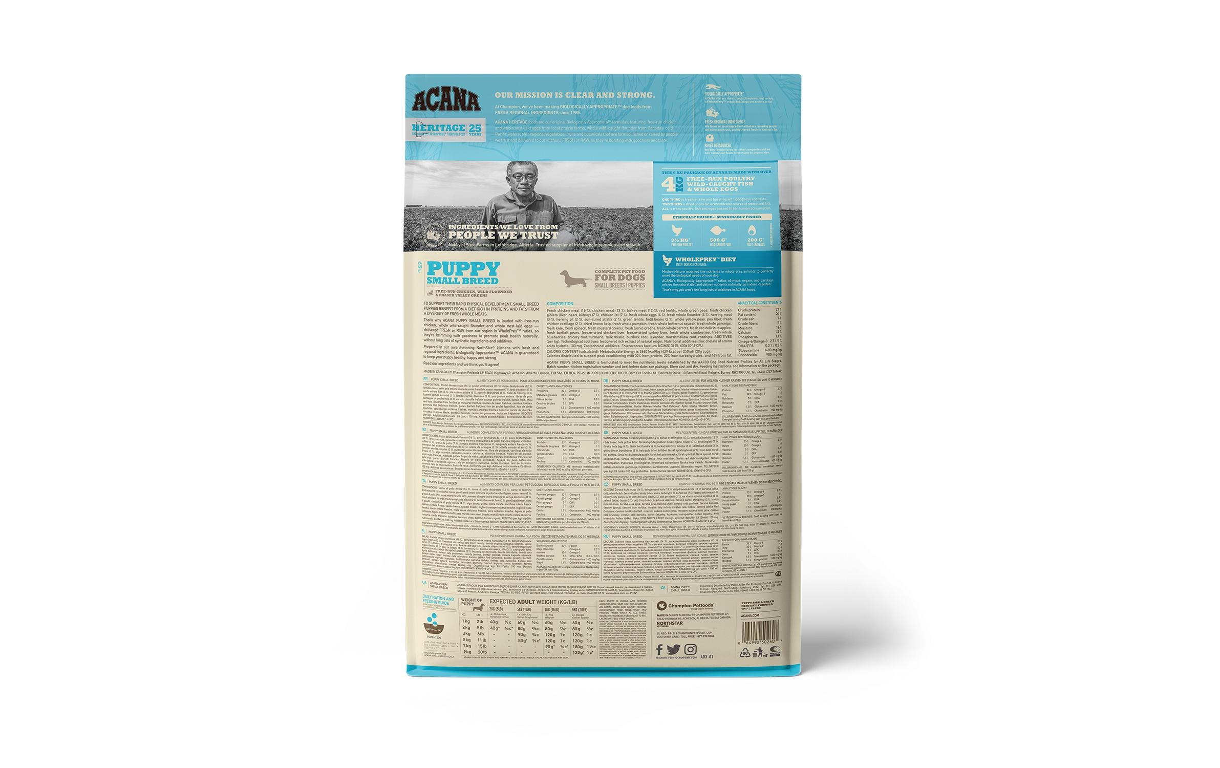 Acana Trockenfutter Puppy Small Breed Recipe, 6 kg