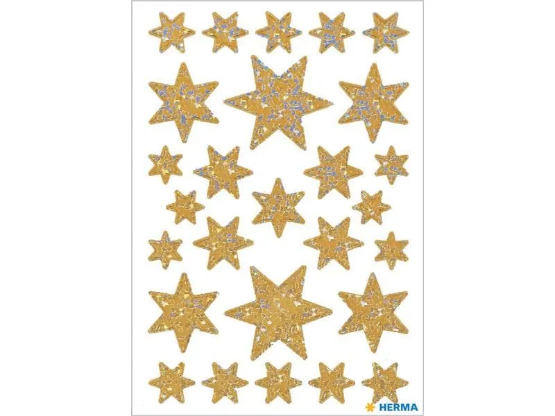 Herma Stickers Weihnachtssticker Sterne Irisierend 27 Sticker, Gold Herma Stickers Weihnachtssticker Sterne Irisierend 27 Sticker, Gold