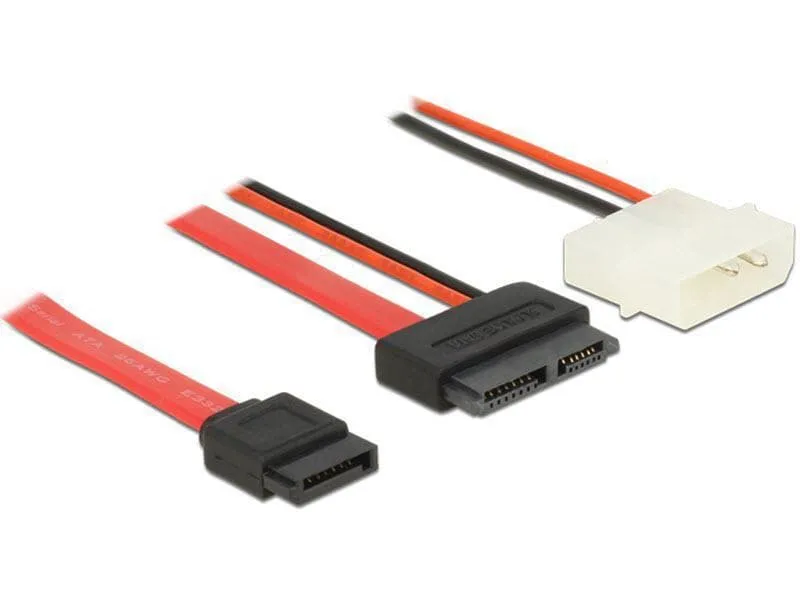 Delock Slim-SATA-Kabel rot, Molex Strom, 50 cm