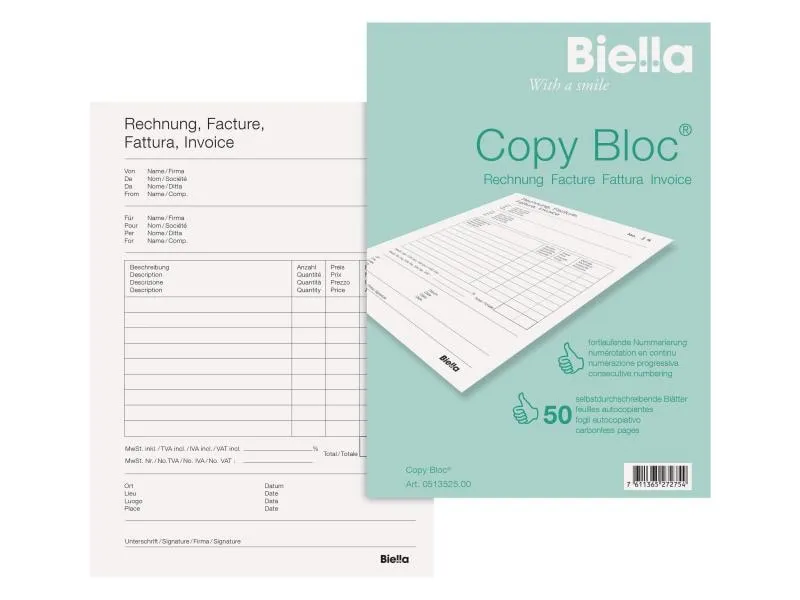 Biella Durchschreibeblock Copy Block A5 Rechnung Biella Durchschreibeblock Copy Block A5 Rechnung