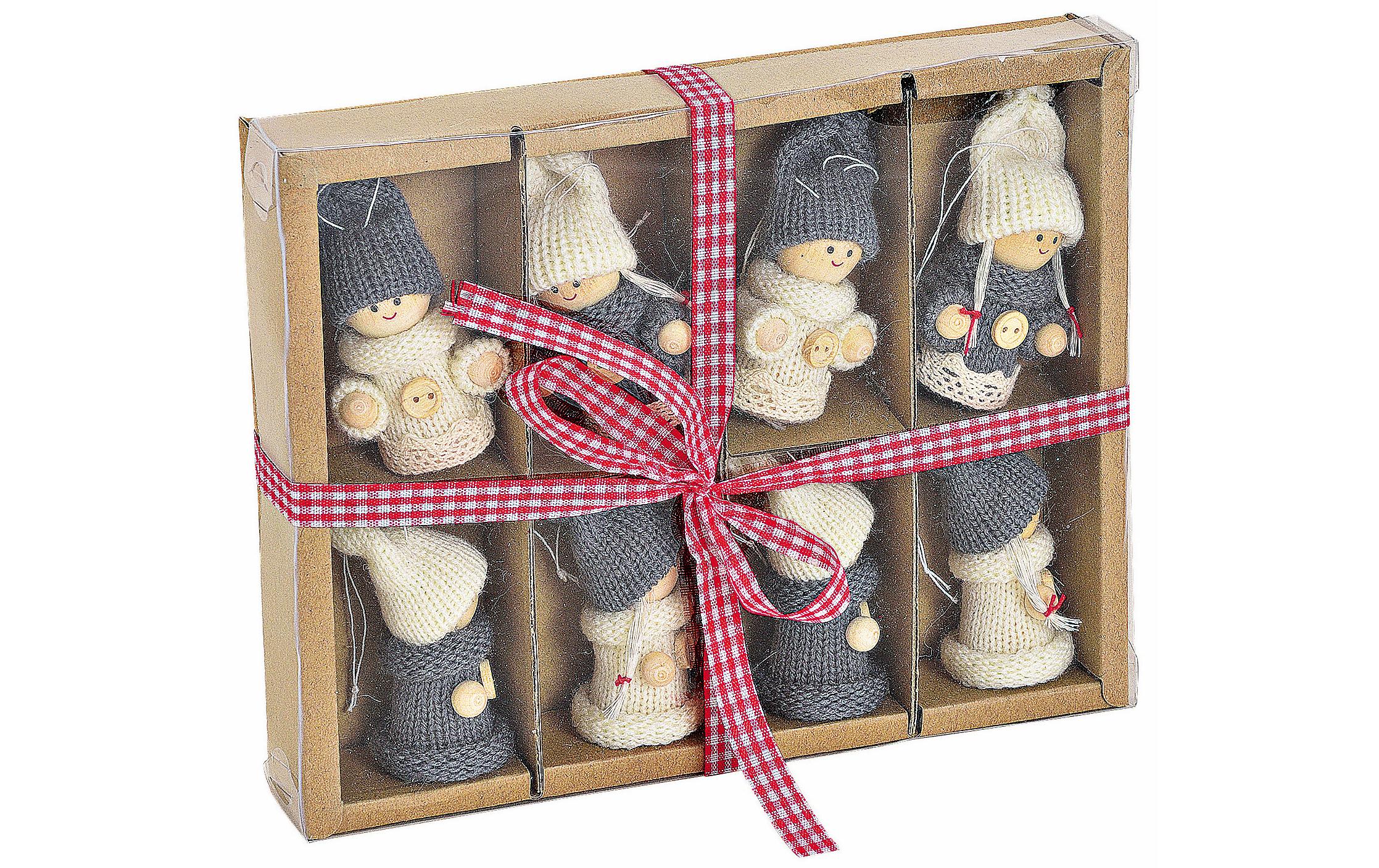 G. Wurm Weihnachtsschmuck Winterkind-Hänger Grau/Weiss, 8-er Set